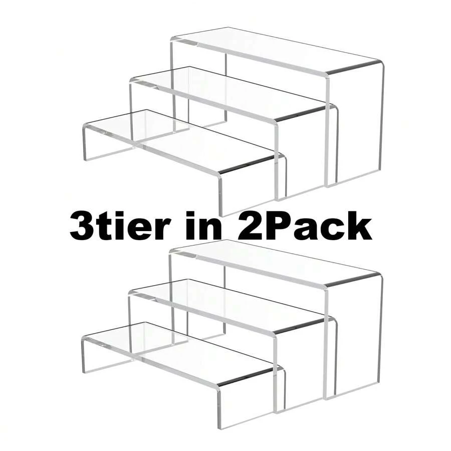 2Set U-Shape Clear Acrylic Display Stand Risers - Clear - View 1