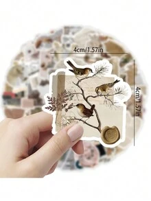 50 cái/gói Hoài niệm Retro Vỡ Nhật ký Hình dán Đối với Trang trí Điện thoại , Ván trượt , Tủ lạnh , Không thấm nước - Nhiều màu - Xem 3