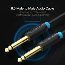 Cable de guitarra VENTION de 6,35 mm a 6,35 mm, cable de audio mono de 1/4 de pulgada a 1/4 de pulgada, cable de instrumento, carcasa de aleación de zinc adecuado para guitarras eléctricas/amplificadores/bajos/mandolinas/consolas de mezcla/teclados. - Negro - Ver 6