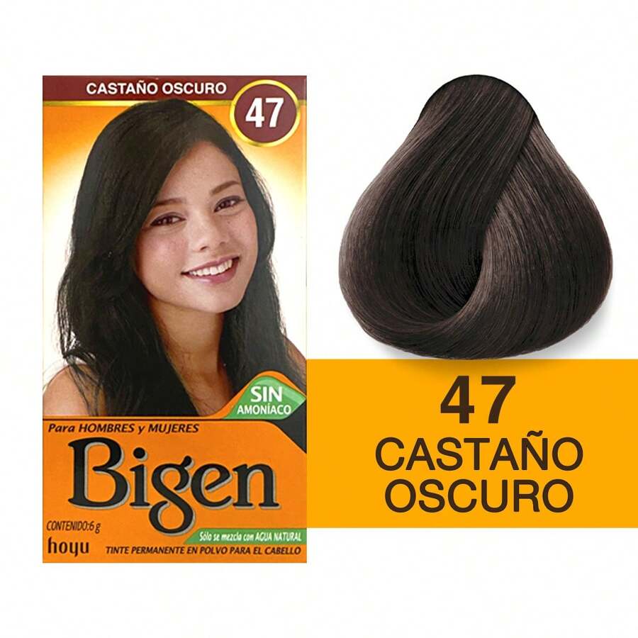TINTE EN POLVO PARA CABELLO BIGEN #47  TONO CASTAÑO OSCURO 6GR - Marrón - Ver 1