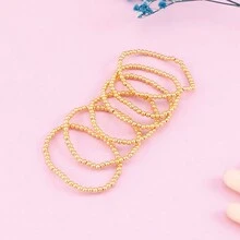 6 sztuk Dziewczyny 4 MM Złoty kolor Zroszony Bransoletki & Bransoletka na nogę Komplety Biżuterii , Odpowiedni Dla Festiwal Prezent urodzinowy I Impreza Akcesoria - Żółte złoto - Zobacz 2