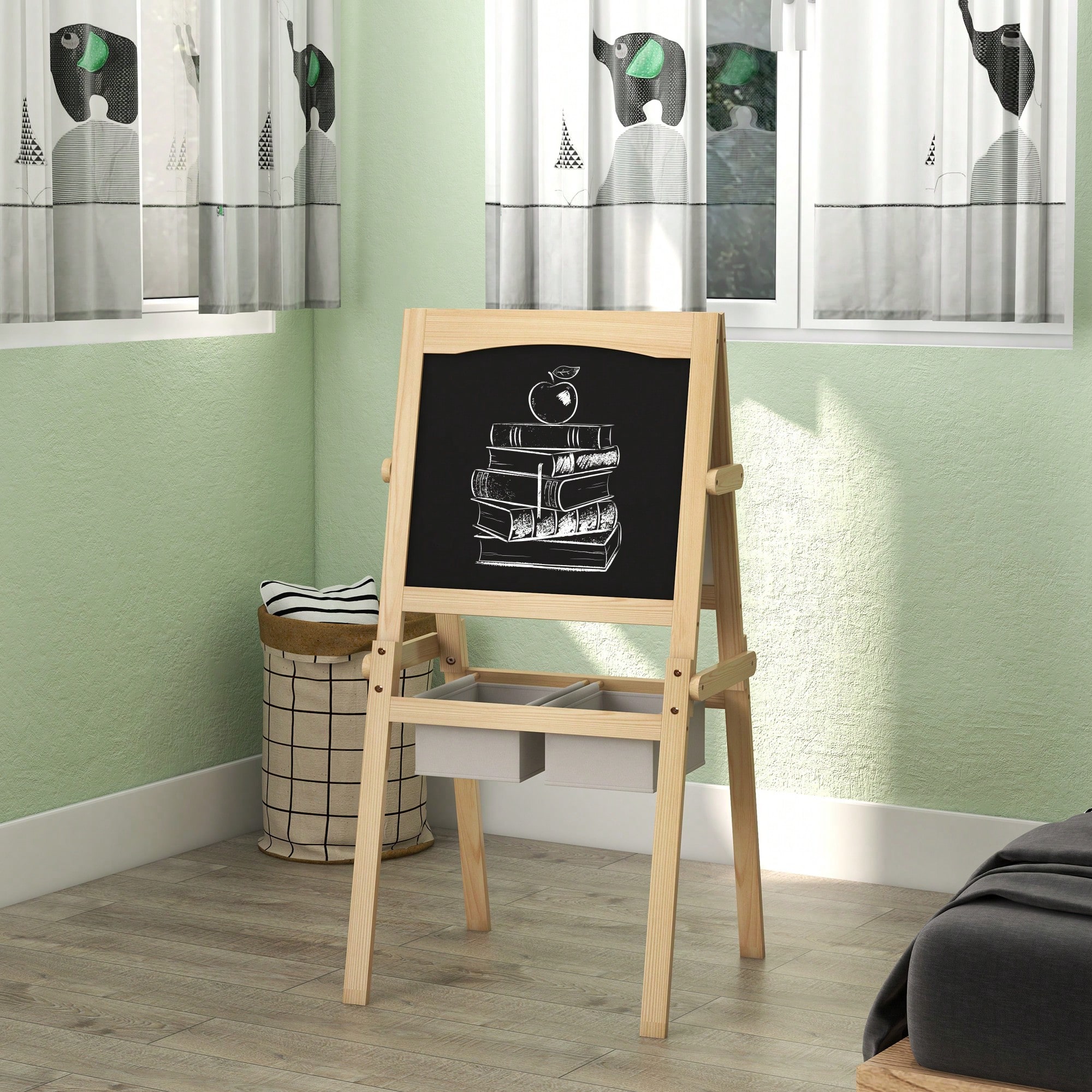 AIYAPLAY Tableau chevalet enfant - ardoise double face