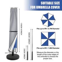 1PC Protective Parasol Tarpaulin Umbrella Cover With Retractable Rod, Waterproof Dustproof Weatherproof UV-Anti Wind Snow Proof Foldable Umbrella Cover 170cm/190cm For Garden Patio 1.8-3.3m Cantilever Straight Parasol