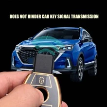 Tpu汽車鑰匙套附件,適用於奔馳a B C S類amg Gla Cla Glc W176 W221 W204 W205鑰匙鏈套裝 - 黑色 - 查看 7