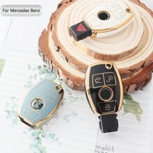 Tpu汽車鑰匙套附件,適用於奔馳a B C S類amg Gla Cla Glc W176 W221 W204 W205鑰匙鏈套裝 - 黑色 - 查看 2