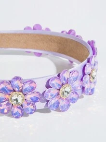1 Diadema Para Niñas Con Diseño Completo De Pedrería - Morado - Ver 2