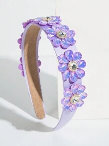 1 Diadema Para Niñas Con Diseño Completo De Pedrería - Morado - Ver 1