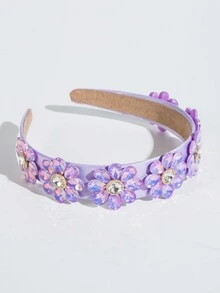 1 Diadema Para Niñas Con Diseño Completo De Pedrería - Morado - Ver 3