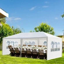 FCH 10'X20' Outdoor Party Tent With 4/6 Removable Sidewalls, Waterproof Canopy Patio Wedding Gazebo, White - White - View 9