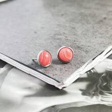 1 Paar Damen-ohrstecker Aus 8 Mm Naturstein, Modisch Und Schlicht, Mehrfarbig, Edelstahl-ohrstecker, Vielseitige Ohrringe, Geeignet Für Festivals, Hochzeiten, Partys Und Den Täglichen Gebrauch - Silber - Übersicht 23