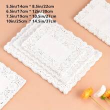 100入組白色花邊紙质提菜垫,方形紙质提菜垫,用于桌子婚禮生日蛋糕甜點食品餐具裝飾 - 軍綠色 - 查看 4