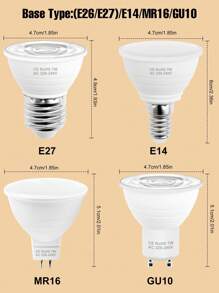 CanLing 7瓦LED灯泡，GU10射灯，日光色，220伏，室内E27/E26嵌入式灯，适用于卧室、客厅、办公室、浴室、厨房等明亮场所；E14蜡烛灯泡，5瓦护眼家居装饰照明，6/12颗LED灯珠，冷白光 - Cool White - 查看 9