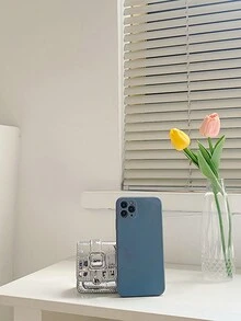 1pc Solid Color Mini Lipstick Case With Buckle Decoration, Suitable For Women's Daily Use, Dating, Or As A Gift - Silver - View 3