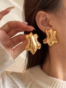 1 对几何不对称形状耳钉 - 不規則耳釘 - 查看 1