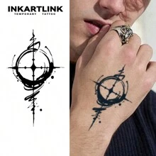 INKARTLINK 指南针草本汁临时纹身，纹身持续 15 天，半永久纹身，逼真的假纹身持续 1-2 周