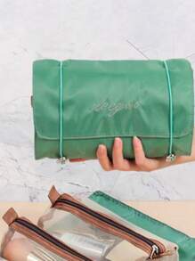 Roll Up Makeup Bag, 4-In-1 Foldable Toiletry Bag For Travel, Removable Storage Bag, Travel Cosmetic Bag, Foldable Makeup Organizer, Portable Versatile Toiletry Wash Bag - Green - View 3