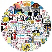 50PCS Volleyball Stickers Volleyball Gift Sports Stickers Volleyball Party Favors Volleyball Stuff Volleyball Accessories Volleyball Team Gifts Vinyl Waterproof Stickers For Water Bottle,Computer,Laptop,Phone,Luggage,Notebook - Multicolor - View 1
