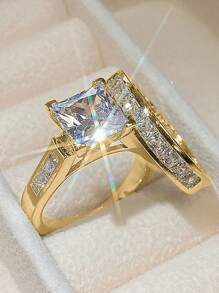 2 szt./zestaw dziewczęcych pierścionków z cyrkonii sześciennych dla nastolatek na prezenty urodzinowe, biżuteria na imprezę, codzienna dekoracja