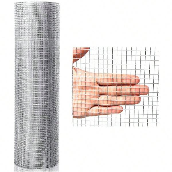 Volierendraht, Wühlmausgitter aus Eisen, Maulwurfgitter, 7x7mm, Verzinkt und Galvanisiert, Gartenzaun für Hase Wühlmaus Vogel & andere Kleintiere (0,9 m * 15 m)