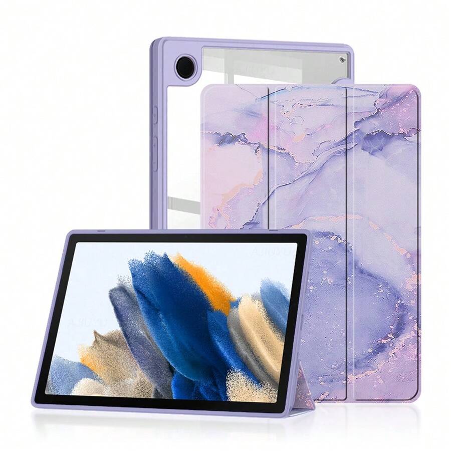 1入紫色保護殼，適用於三星Galaxy Tab A9Plus 11吋 A9 8.7吋 S9 S9FE 10.9吋 S9Plus S9FEPlus 12.4吋智能書套 A8 10.5吋 S6 Lite 10.6吋S7 S8 11吋 S7Plus S8Plus 12.4吋平板電腦支架帶筆槽透明外殼 - 紫色 - 查看 1