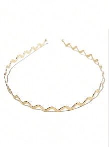 1 pieza Aro metálico ondulado para el cabello, diadema de mujer simple y versátil para lavarse la cara, diadema de metal sólido para maquillaje, máscara, diadema, diadema, aro para el cabello