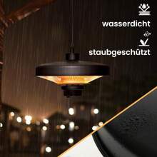 Deckenheizstrahler, Infrarotstrahler Terrasse mit Elektroheizung 2000W, Elektrischer Heizstrahler mit Fernbedienung, Überhitzungsschutz, Terrassenstrahler für Garten, Balkon, Schwarz