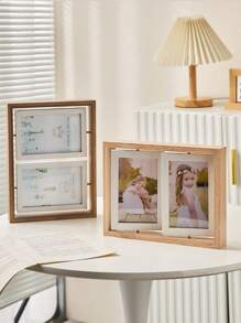 1 Pieza Marco De Fotos Giratorio De Dos Caras De Madera, Caja De Almacenamiento De Fotografías De Colección De Recuerdos De Amor - Albaricoque - Ver 3