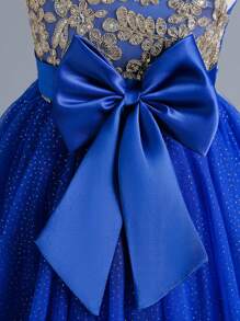 Vestido de princesa elegante con lazo para niñas, adecuado para fiestas y ocasiones formales (consulte la tabla de tallas en los detalles del producto para seleccionar el tamaño apropiado)