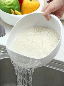 Cesta Escurridor multifuncional arroz lavado & drenaje Cesta , Herramientas de cocina para frutas & vegetales - Blanco - Ver 1