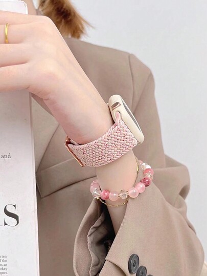 2 件可爱弹性透气可调节编织表带和柔软空心硅胶保护表壳，兼容 38/40/41/42/44/45/46/49 毫米，兼容 Series Ultra/SE/11/10/9/8/7/6/5/4/3/2/1，智能手表配件