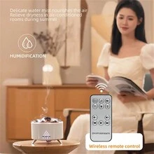 1 Pieza Humidificador Bestia, Difusor De Aroma De Llama Volcánica Para Hogar, Oficina Y Viajes - Veta de madera clara con bluetooth. - Ver 12