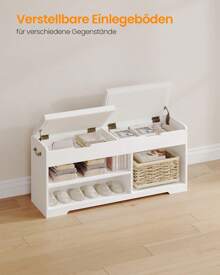 Hzuaneri Sapateira, sapateira com 2 bancos acolchoados, multifuncional, para sala, corredor, quarto, 150 kg, 30 x 48 x 80 cm, branco - Branco - Ver 3