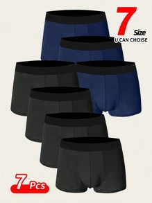 7 chiếc/gói quần boxer nam siêu mềm làm từ sợi microfiber, màu trơn, vừa vặn thoải mái. - Nhiều màu - Xem 2