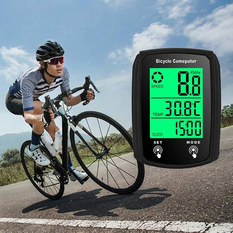 Velocímetro Lcd Para Bicicleta De 1 Pieza, Velocímetro Con Cable Impermeable Retroiluminado, Velocímetro Con Pantalla Táctil Para Bicicleta De Montaña. - Negro - Ver 1