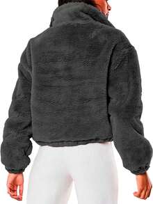 Shendy Vendy Women's Jacket Soft Plush Jacket Thermal Lining - 深灰色 - 查看 4