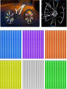 12入組彩色自行車輻射反光器,反光條,風火輪鋼絲帶條,反光卡片條 - 彩色 - 查看 4