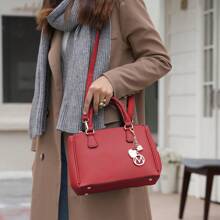 MKF Collection Ruth 2Pcs Set Vegan Leather Women's Satchel Bag With Wallet, Ladies Square Bag Perfect For Work By Mia K - Light Grey - View 4