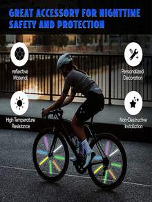 12入組彩色自行車輻射反光器,反光條,風火輪鋼絲帶條,反光卡片條 - 彩色 - 查看 2