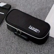 1個便攜式密碼鎖鉛筆盒黑色帆布文具盒學生三層大容量儲物盒多功能迷你密碼鉛筆箱校園禮物,有三種顏色可選（筆盒價格不包括內部的筆） - 彩色 - 查看 8