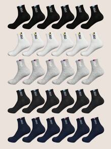 15 Paia Calze Colorate Per Lo Sport Con Stampa A Lettere Alla Metà Del Polpaccio Per Uomo - Multicolore - Visualizzare 1