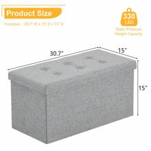 76*38*38cm Pull Point Linen MDF Foldable Storage Footstool Dark Grey - Grey - View 10
