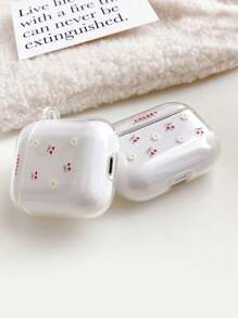 Cherry Print Bluetooth Earphone Protective Case, Transparent Shell Compatible With Apple Series Earphones, Fashion Design