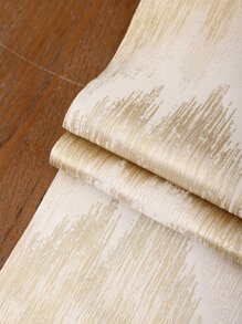 Miater 1 Pieza Bandera De Escritorio De Seda De Simulación Con Patrón De Onda Decorado Con Bordado De Hilo Dorado - Dorado - Ver 2