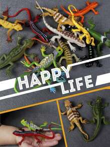 12pcs Soft Rubber Lizard Model Toys, Colorful Painted Lizard & Gecko Simulation Animal Model - Multicolor - View 1