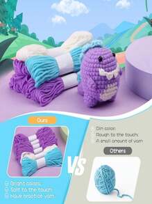 1set Purple Dinosaur Crochet Kit For Beginners, Including Yarn And Step-By-Step Instructional Video - Multicolor - View 2