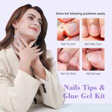 SAVILAND Gel X Nail Kit - Starter Gel Nail Kit With Upgraded Nail Lamp Nail Extension Set 500 Pcs Long Coffin Nail Tips And 0.5oz Super Strong Nail Glue Gel Acrylic Nail Kit Easy Nail Art Home Salon - 長棺材釘尖 - 查看 2