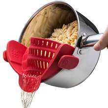 1pc Silicone Draining Rack For Noodles, Filter Plate For Pots And Bowls, Drain Board For Vegetables And Rice - Red - View 2