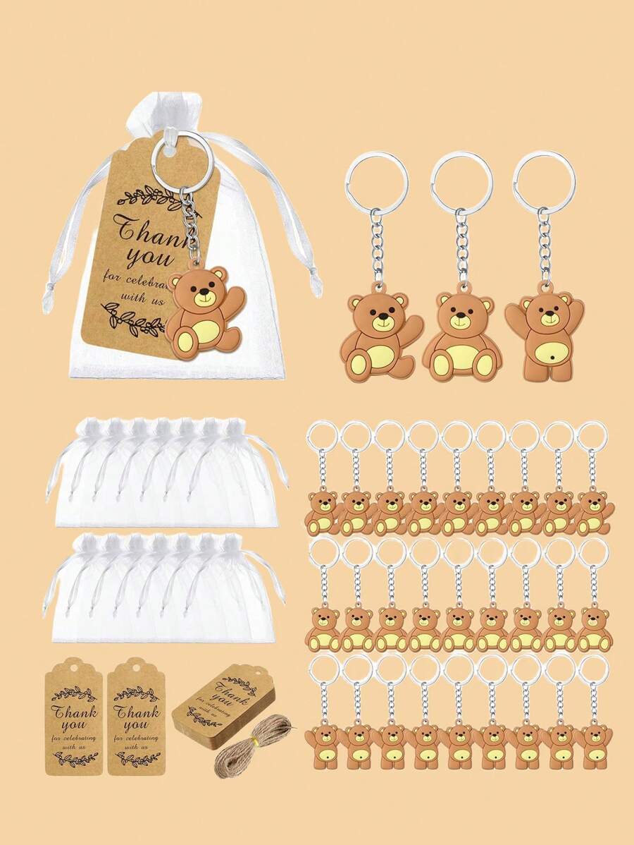 Móc khóa gấu nhỏ 12PCS/24PCS/30PCS dành cho nữ, Quà tặng vui nhộn, Phụ kiện móc khóa, Móc khóa ô tô, Phụ kiện dễ thương, Phụ kiện tiệc tùng, Có túi quà Organza, Đơn giản và đa năng, Thích hợp cho tiệc em bé, Sinh nhật, Quà cưới, Quà rửa tội, Tiệc tùng, Khiêu vũ và Đi chơi - Nhiều màu - Xem 1