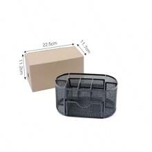 Mesh Desk Organizer Metal Penalty Table Organizer 9 Grid Design Storage Box Drawer Pen Holder For Neatening Tools,Back To School,School Supplies - Black - View 1