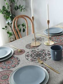 1入花朵或幾何圖案pvc桌布,可用於廚房/飯廳/客廳 - 彩色 - 查看 2